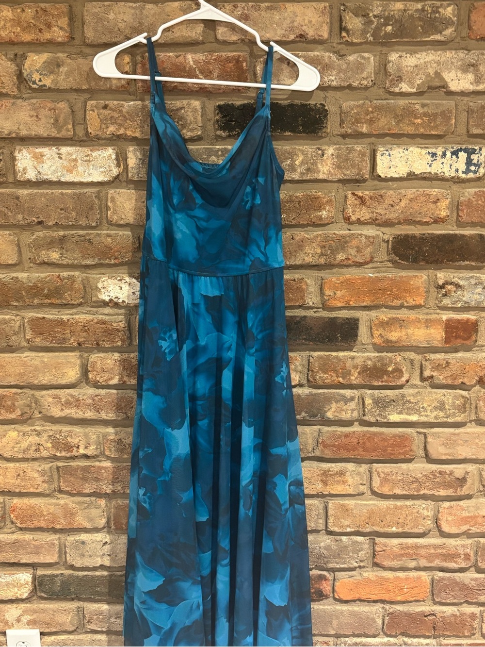 Women’s Blue Floral Cowl Neck Maxi Dress